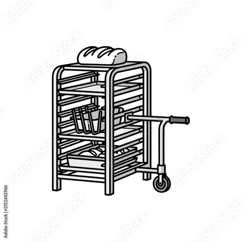 Bakery Rack with Bread and Pastry Tools.