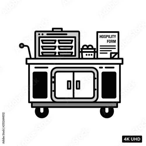 Hospitality Trolley with Form and Food Trays.