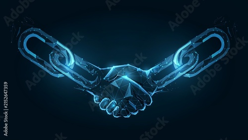 Futuristic Digital Handshake for Business Partnership, Secure Collaboration and Blockchain Technology