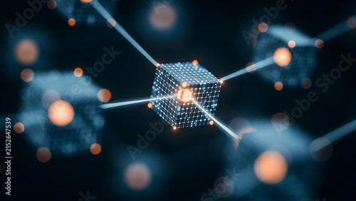 Futuristic Digital Network with Connected Data Nodes, Advanced Computing and Artificial Intelligence Technology