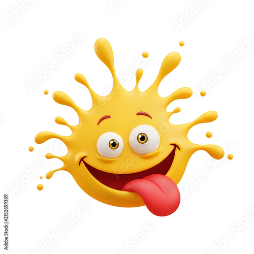 Happy cartoon virus with tongue out