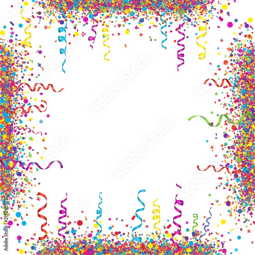 Confetti party celebration with streamers