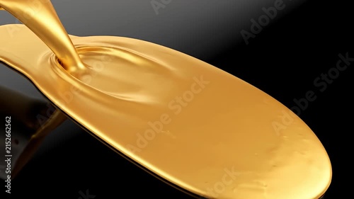 Gold high heel sandal on dark reflective background.