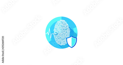 Biometric Fingerprint Security and Health Data Protection Icon