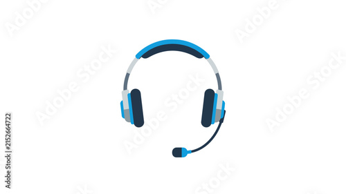 Professional Blue Headset with Microphone Illustration