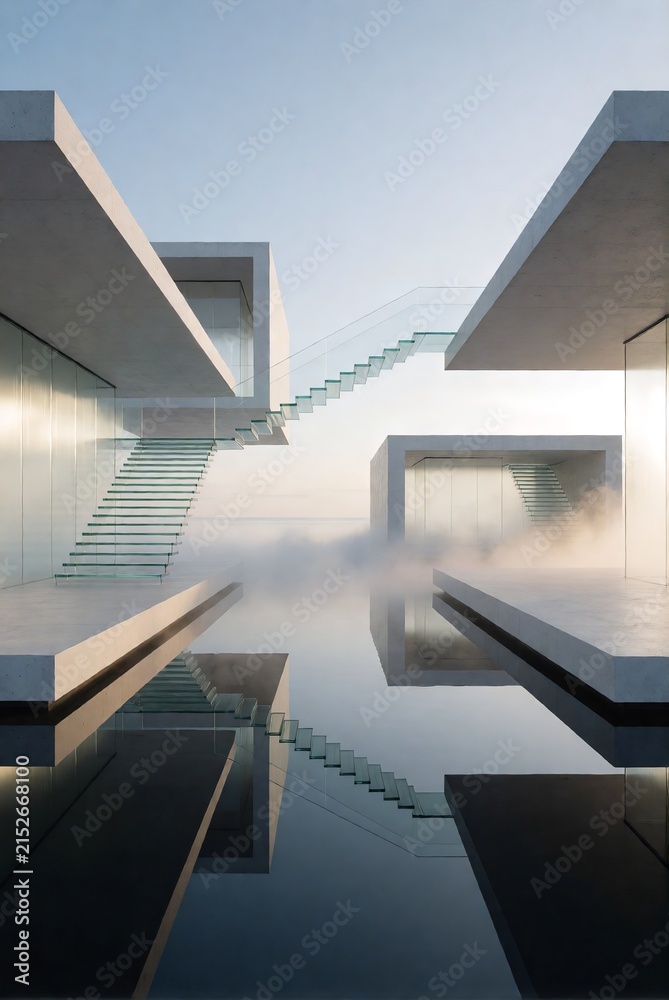 Fototapeta premium AI generated floating minimal architectural structure 3D