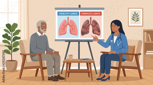 Doctor Explains Healthy vs Damaged Lungs to Patient