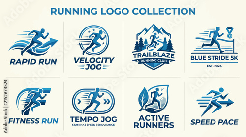 Professional running and jogging logo collection for sport clubs.