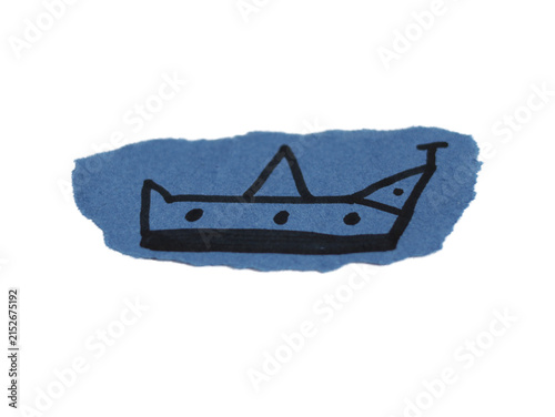 Bild auf Leinwand Una forma de figura de un barco en un papel rasgado en un fondo transparente