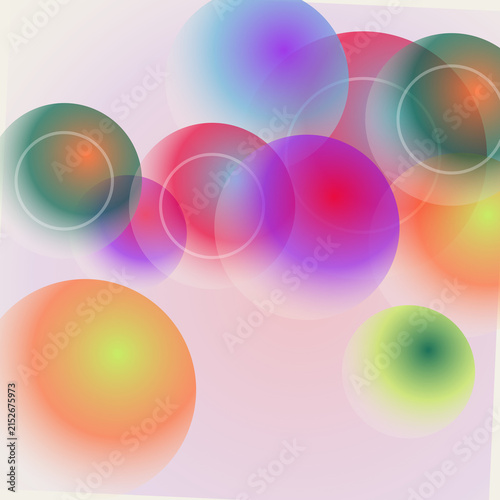 Vibrant multi-colored gradient spheres with soft edges and overlapping layers