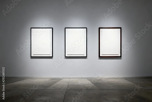 Minimal Gallery Wall with Three Framed Blank Canvases