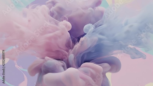 Pink and blue smoke clouds on pastel swirl.