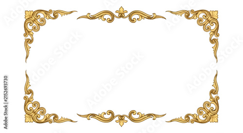 Ornate Golden Frame Design Isolated on Transparent Background