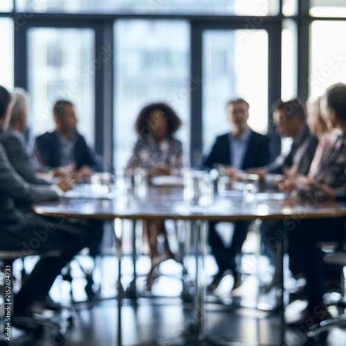 Executive Board Meeting with Diverse Professionals Discussing Business Strategy