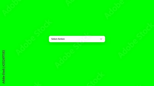 Modern User Interface Dropdown Menu Animation with File Upload Action Options on Green Screen Background