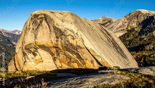 Massive Granite Rock Formation in a Mountain Landscape.