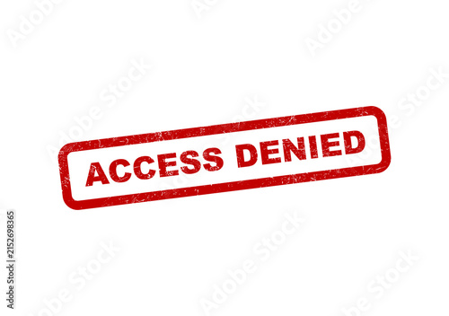 Red rubber stamp impression with the text access denied in a rectangular border isolated on transparent background