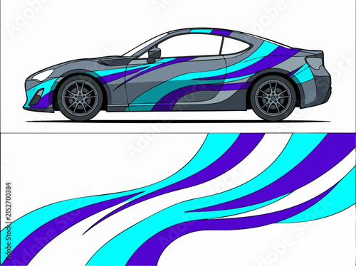 Sporty car with dynamic wave design pattern