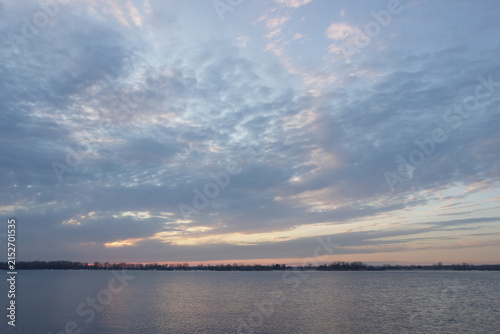 Sunset over the river Volga. Samara, Russia.