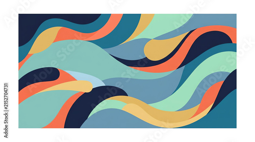 Abstract flowing liquid waves in vibrant orange blue and yellow colors