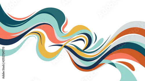 Abstract flowing liquid waves with colorful modern smooth shapes