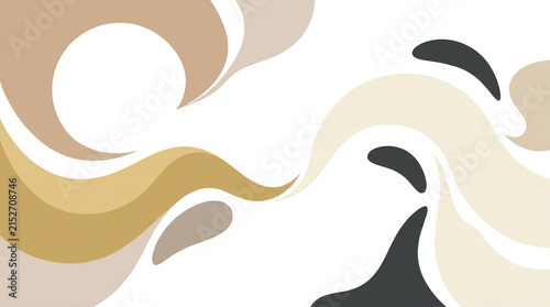 Abstract organic shapes with fluid flowing lines in neutral earth tones