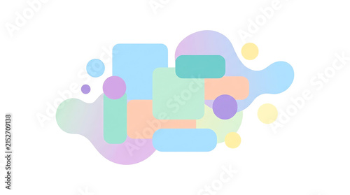 Abstract pastel shapes and geometric rectangles on white background