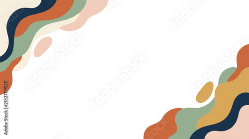 Abstract wave border with organic colorful shapes on white background