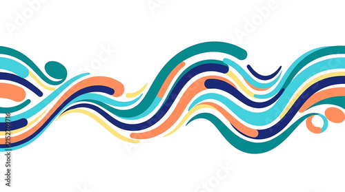 Abstract wave pattern with colorful flowing lines on white background