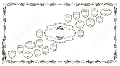 Vintage Badge and Emblem Collection, Ornate Design Elements