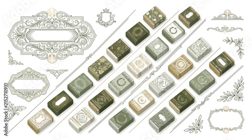 Vintage Books Collection with Ornate Decorative Elements
