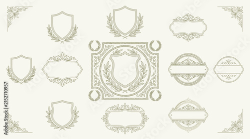 Vintage Crests and Frames Collection Isolated