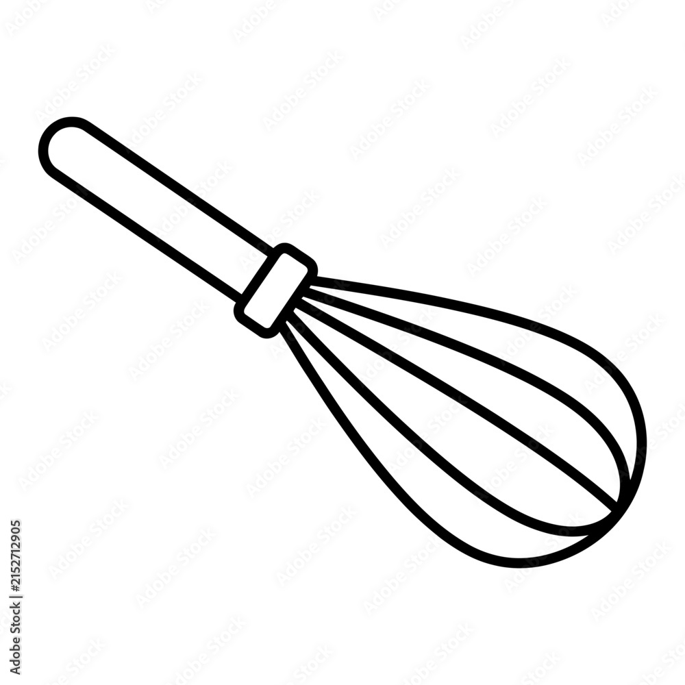 Obraz premium Whisk Outline Vector Icon, Minimalist Linear Baking Symbol for Kitchen and Food Preparation