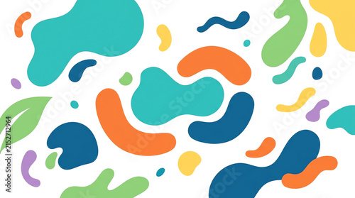 Colorful abstract background with organic fluid shapes on white