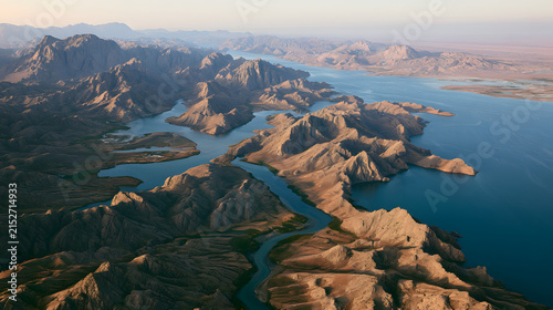 Magnificent vistas of mountains, lakes, and rivers unfurl in a stunning overhead look at the rough area surrounding the Caspian Sea