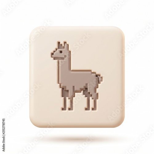 Premium 3D Matte Clay Pixel Alpaca Icon on Rounded Square