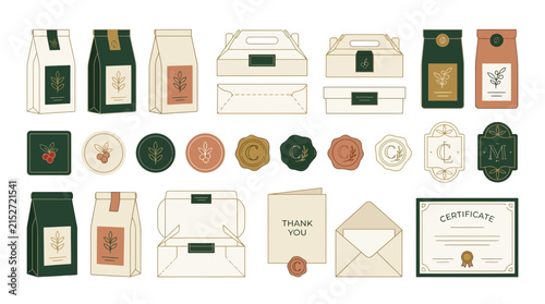 Collection of Packaging, Labels, and Certificate Mockups on Transparent Background