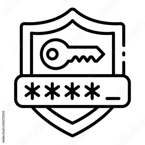 passkey icon. shielded key unlocks user account. secure passwordless login