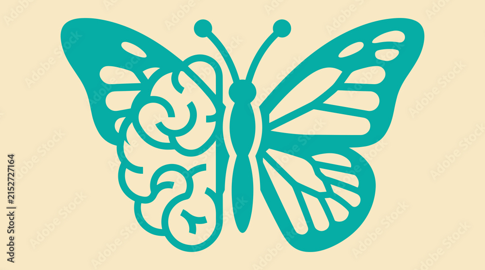 Obraz premium Butterfly with brain wing symbolizing mental transformation