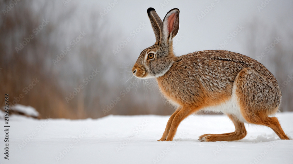 Naklejka premium jackrabbit in snow