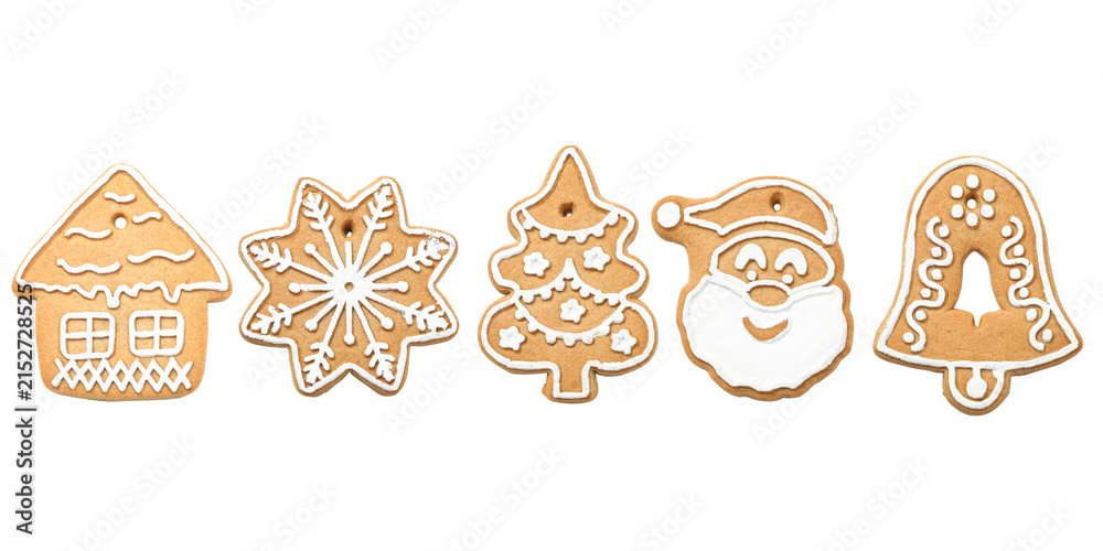 Obraz premium Christmas set. Assortment of decorative cookies symbolizes joy of New Year 2027, PNG