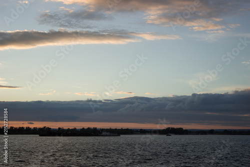 Sunset over the river Volga. Samara, Russia.