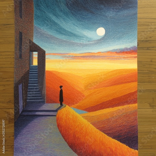 sunset in the desert generative ai illustration