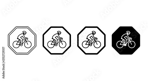 Cyclist Icon Set, Bicycle Lane Signs, Road Safety Symbols, Vector Graphics