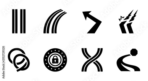 Abstract Geometric Icons Set, Modern Symbols Collection, Vector Graphics for Design