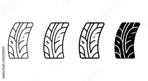 Tire Tread Icons, Automotive Rubber Wheel Pattern Vector Set, Transportation Grip Symbols