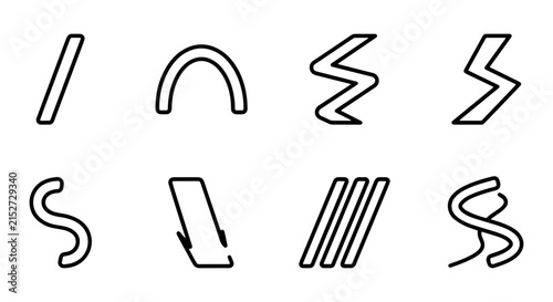 Abstract Geometric Shapes, Minimalist Line Art Icons, Modern Design Elements, Vector Symbols Set