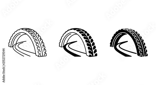 Bicycle Tire Tread Vector Icons, Off-Road Cycling Grip Symbols, Mountain Bike Wheel Patterns