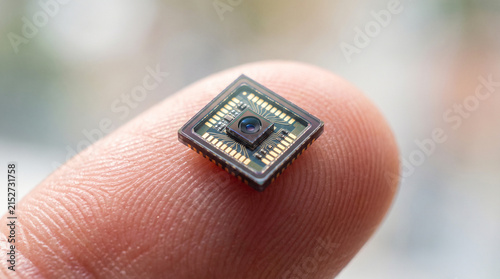 Tiny micro camera sensor chip on fingertip