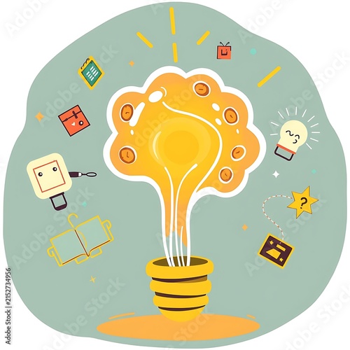 Creative Brainstorming with Lightbulb Illustration.